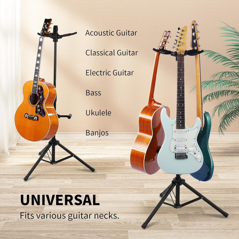 Guitto Triple Guitar Stand - Heavy Duty 3 Guitar Stand for Acoustic/Electric/Bass/Banjos, Auto-Lock Folding Design, Non-Slip Base & Anti-Rust - Portable for Stage/Travel/Studio GGS-06T - Image 5